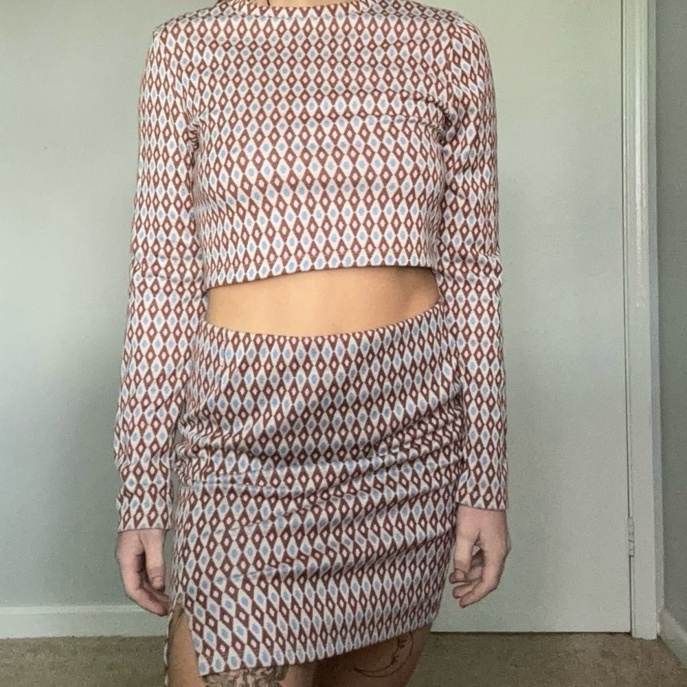 Long Sleeve Mini Skirt Set 💙💕🤎🤍
